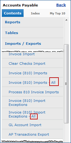 Import Exceptions - All